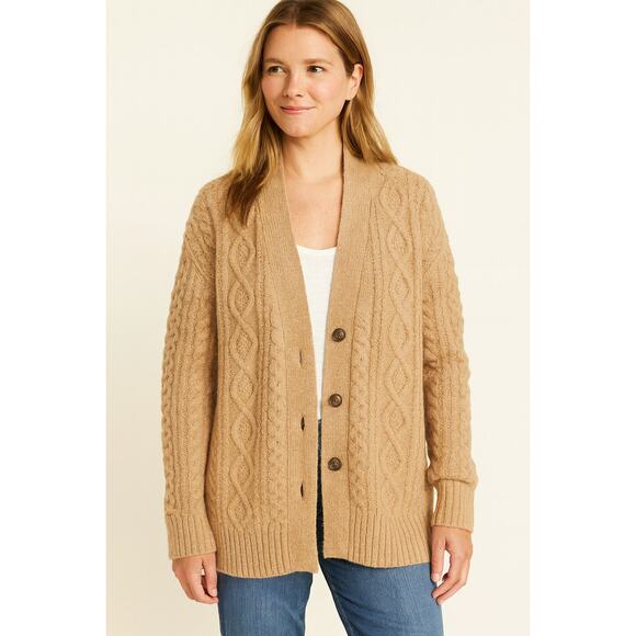 J.Crew Women's SZ S Cable-Knit Stretch Cardigan Sweater Merino Wool Alpaca Blend - Picture 1 of 7